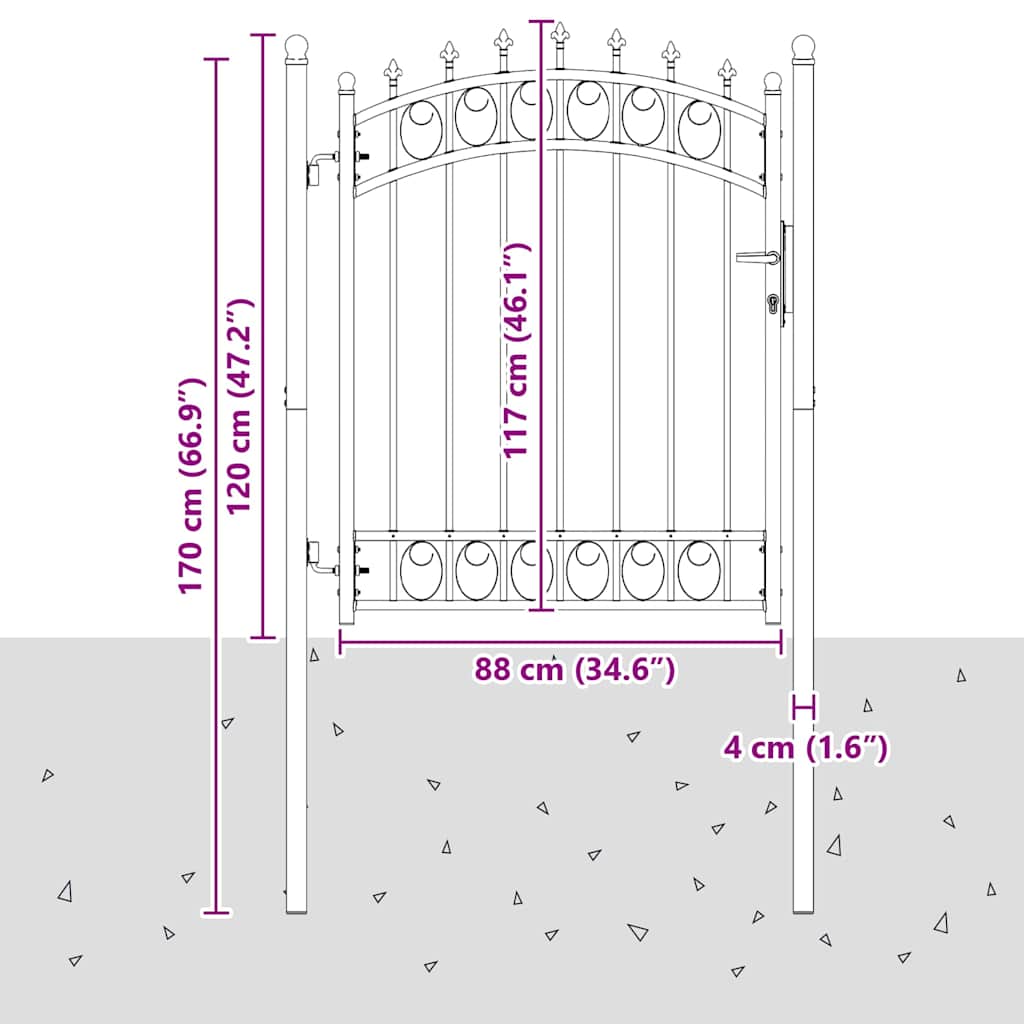 Cancello della recinzione con punte EMMEN 150 x 100 cm | homemem39