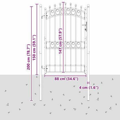 Cancello della recinzione con punte EMMEN 200 x 100 cm | homemem39