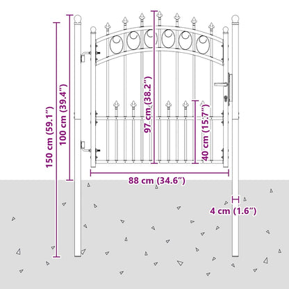 Cancello della recinzione con punte Grigio 100 x 100 cm