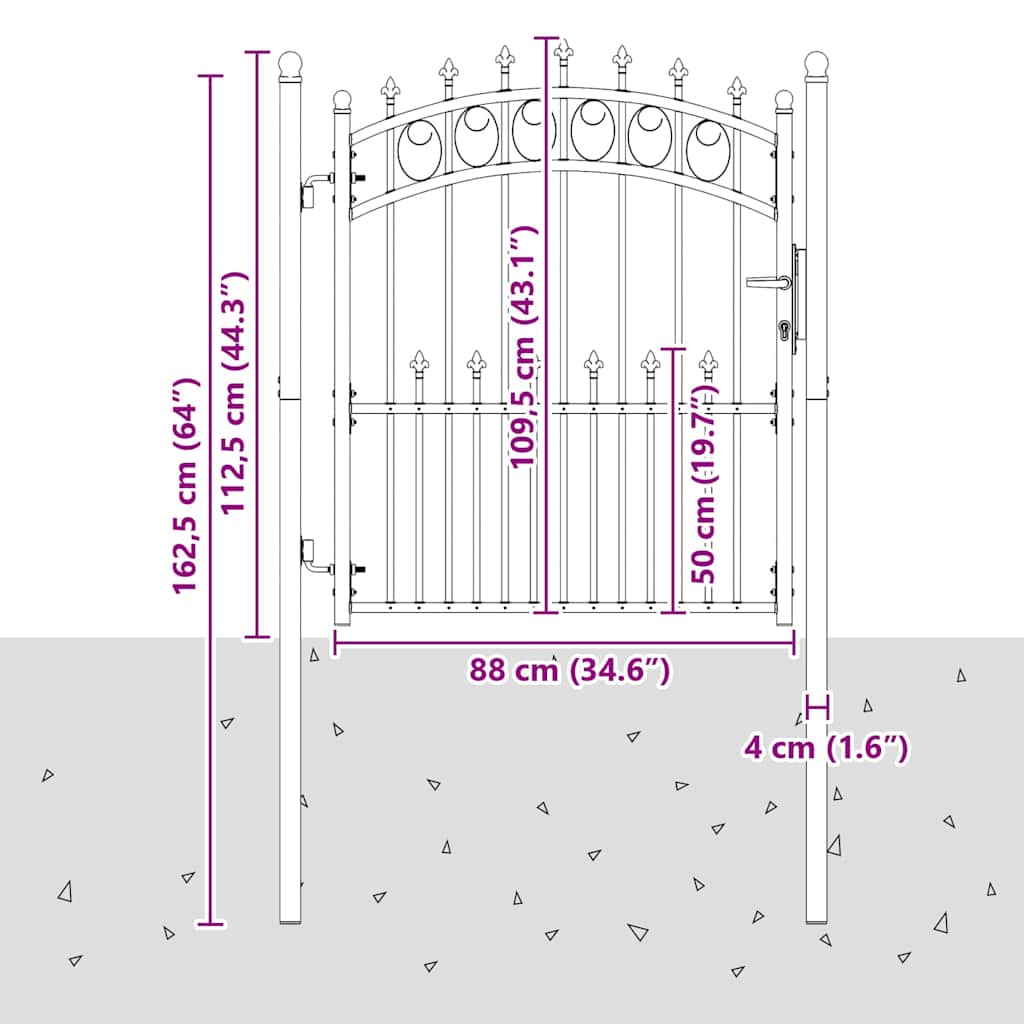 Cancello della recinzione con punte Grigio 125 x 100 cm