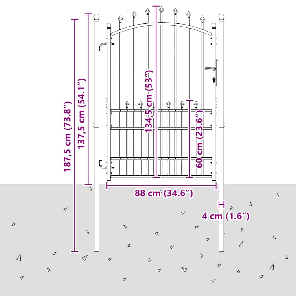 Cancello della recinzione con punte EMMEN 170 x 100 cm | homemem39