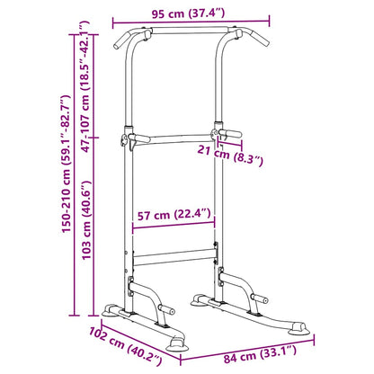 Stazione per dips della torre di potenza Nero 102 x 95 x 210 cm