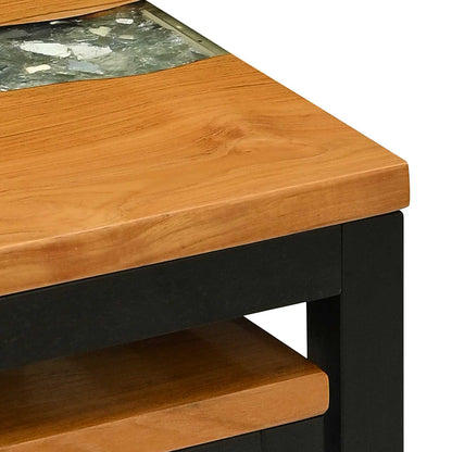 Tavolo Nesting 3 pcs Marrone Legno di teak solido