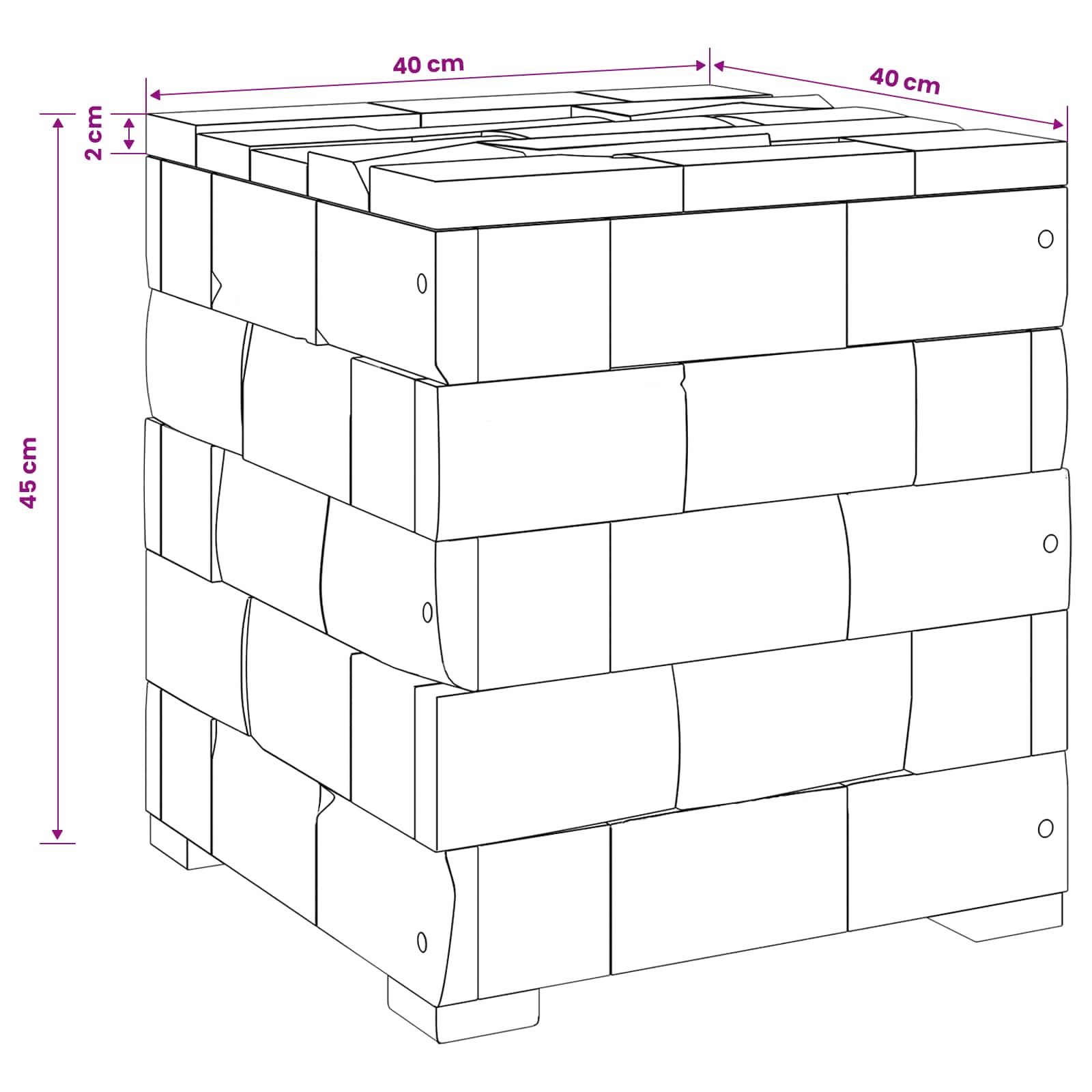 Sgabello per Riporre Marrone 40 x 40 x 45 cm | homemem39