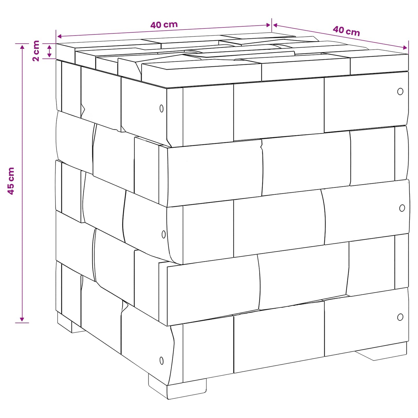 Sgabello per Riporre Marrone 40 x 40 x 45 cm