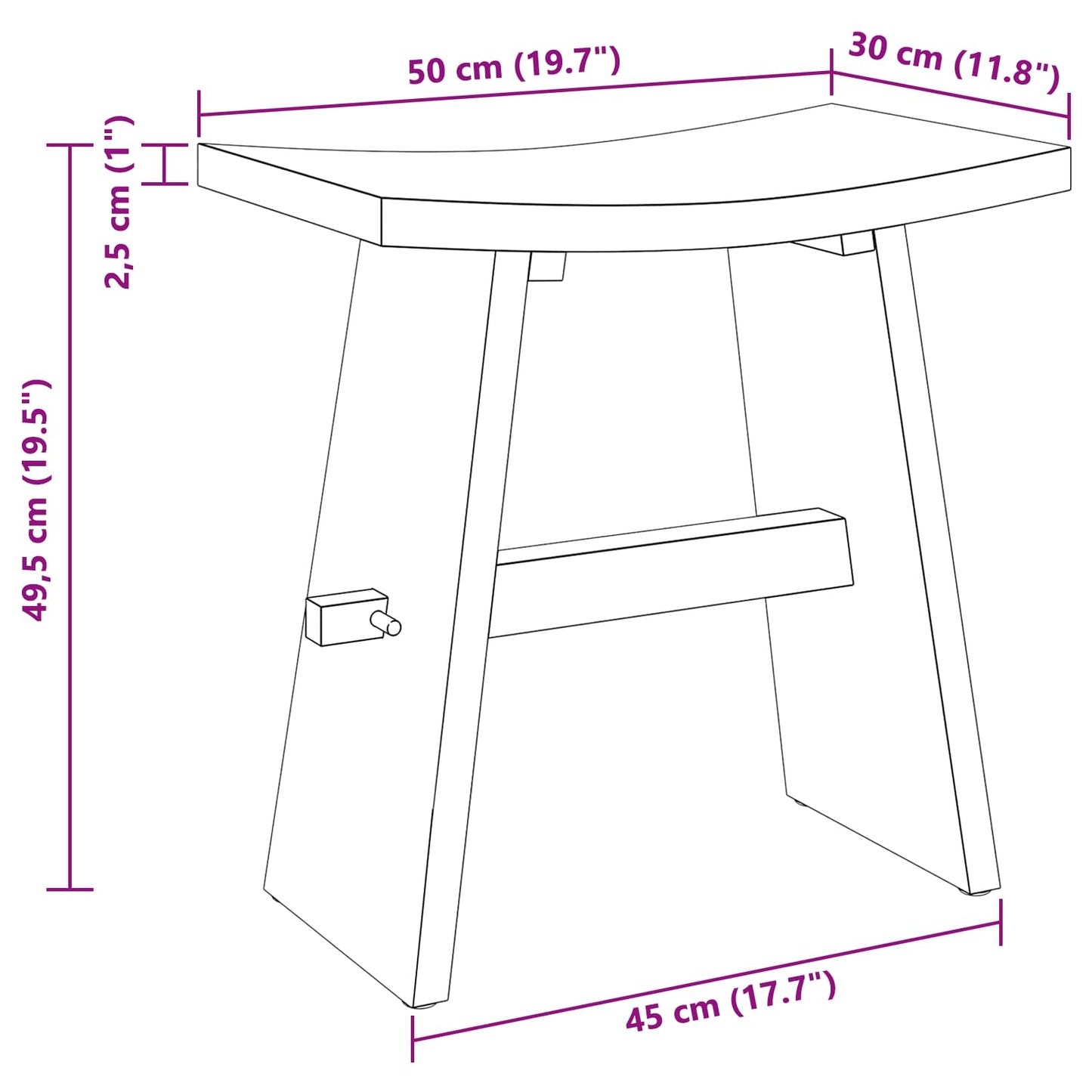 Sgabello per Bagno Marrone 50 x 29,5 x 50,5 cm | homemem39