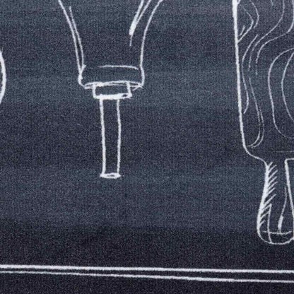 Tappeto da Cucina Nero 150 x 45 cm Velluto
