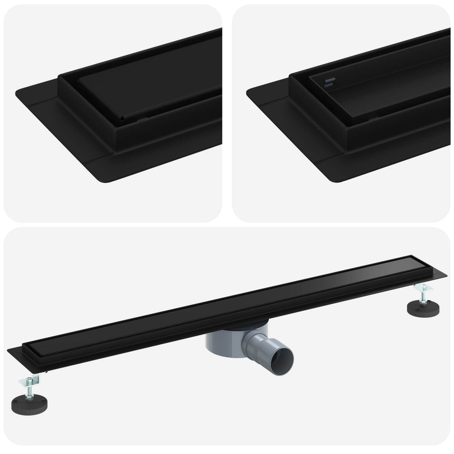 Scarico doccia 2-in-1 con sifone a 360° Nero 80 cm