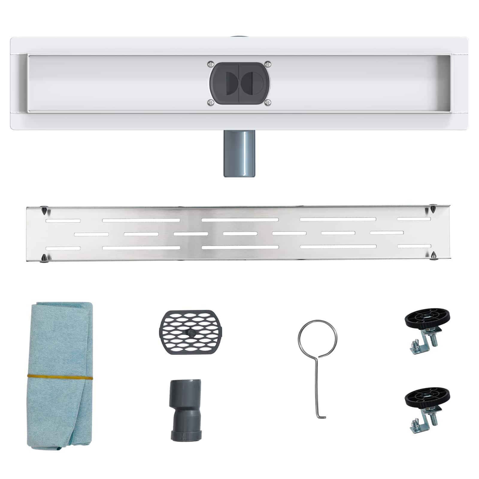 Scarico doccia con copertura in vetro e sifone a 360° 50 cm | homemem39