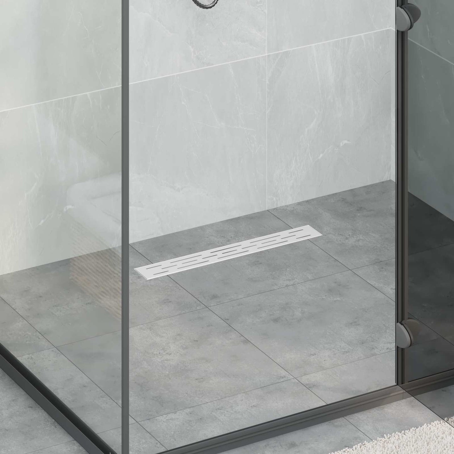 Scarico doccia con copertura in vetro e sifone a 360° 50 cm