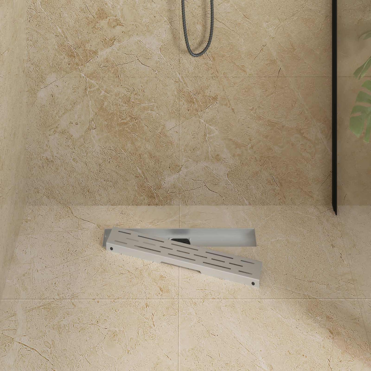 Scarico doccia con copertura in vetro e sifone a 360° 50 cm | homemem39