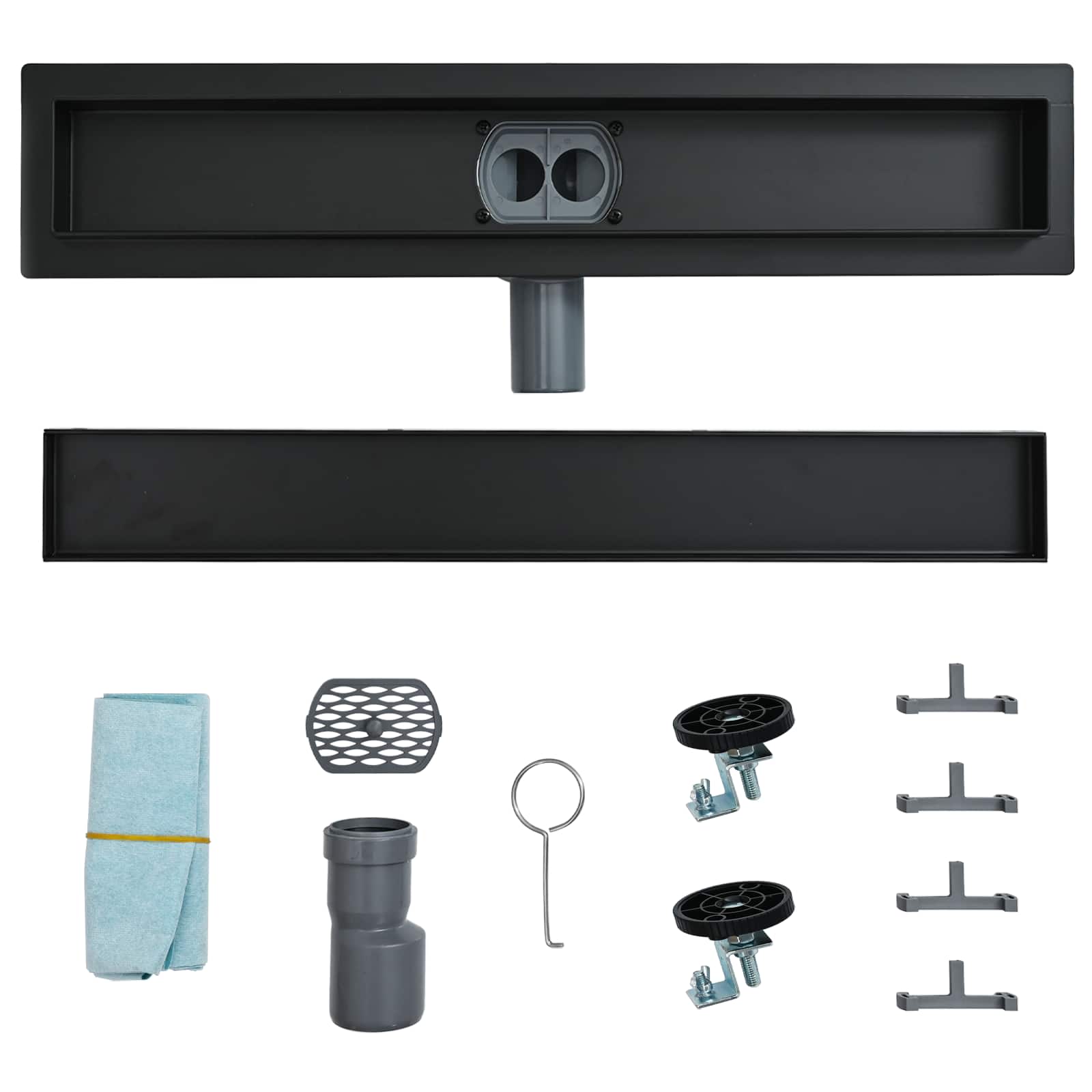 Scarico doccia 2-in-1 con sifone a 360° Nero 90 cm | homemem39