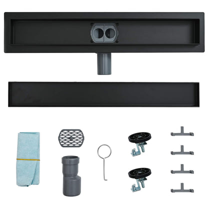 Scarico doccia 2-in-1 con sifone a 360° Nero 90 cm | homemem39