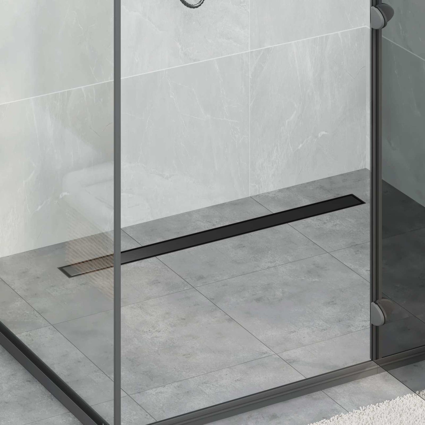 Scarico doccia 2-in-1 con sifone a 360° Nero 90 cm