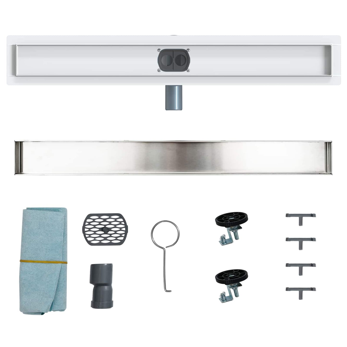 Scarico doccia 2-in-1 con sifone a 360° Argento 70 cm | homemem39