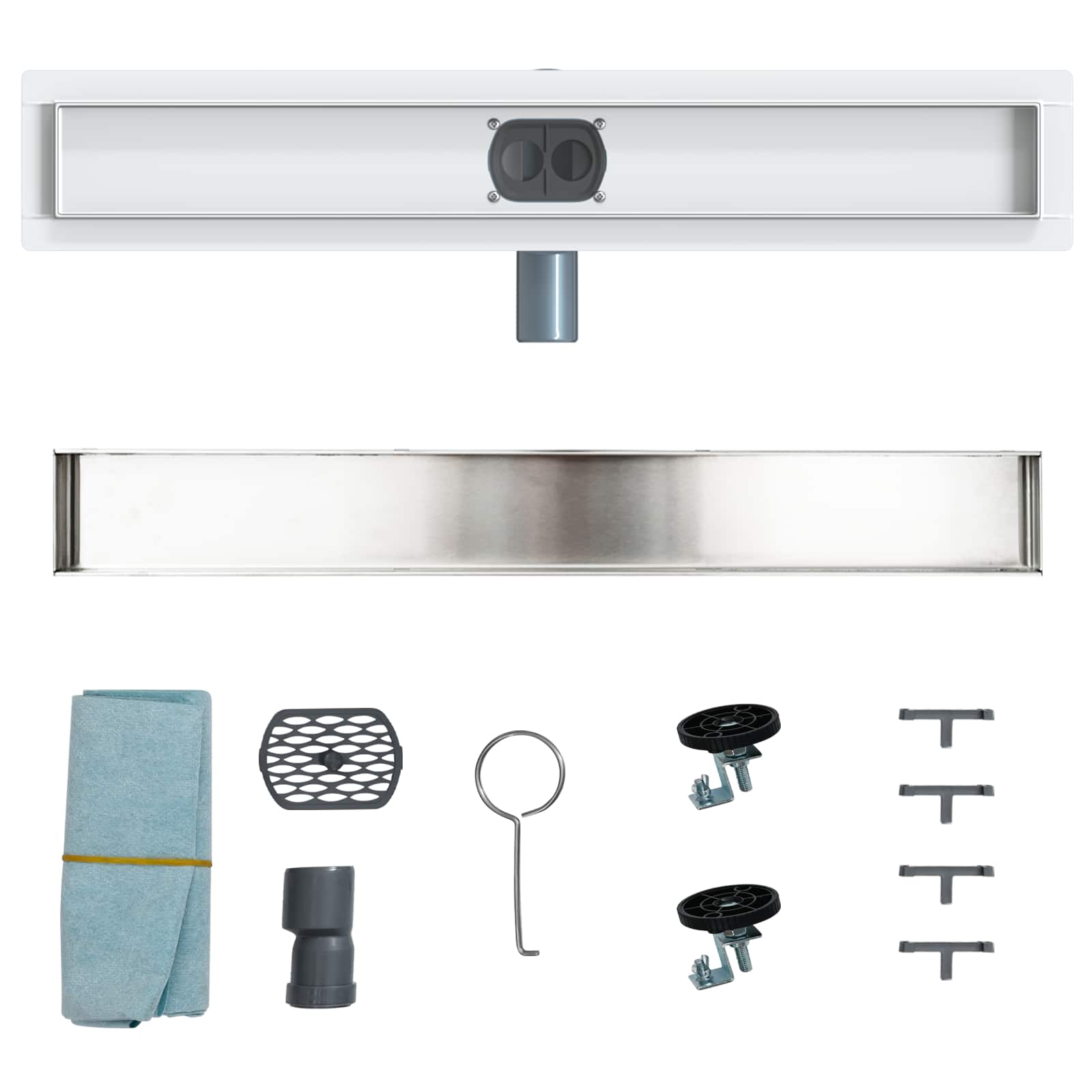 Scarico doccia 2-in-1 con sifone a 360° Argento 60 cm | homemem39