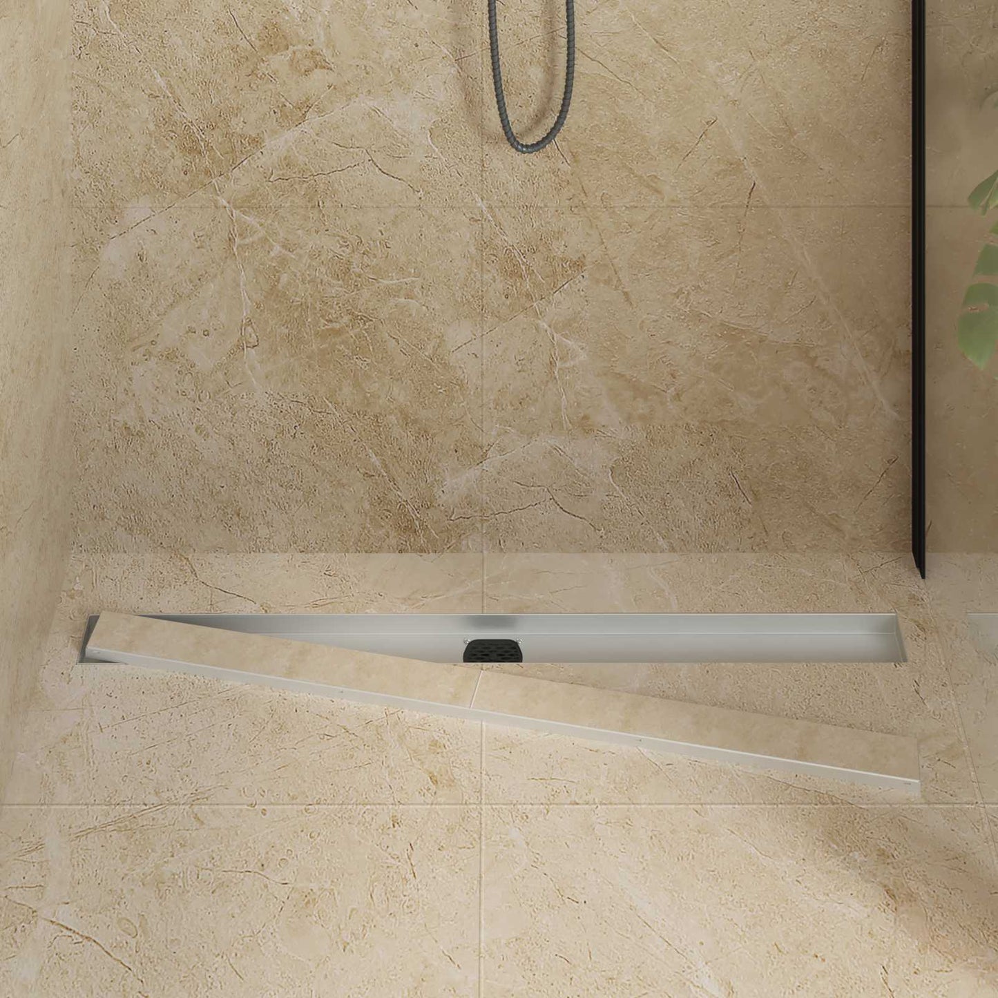 Scarico doccia 2-in-1 con sifone a 360° Argento 100 cm | homemem39