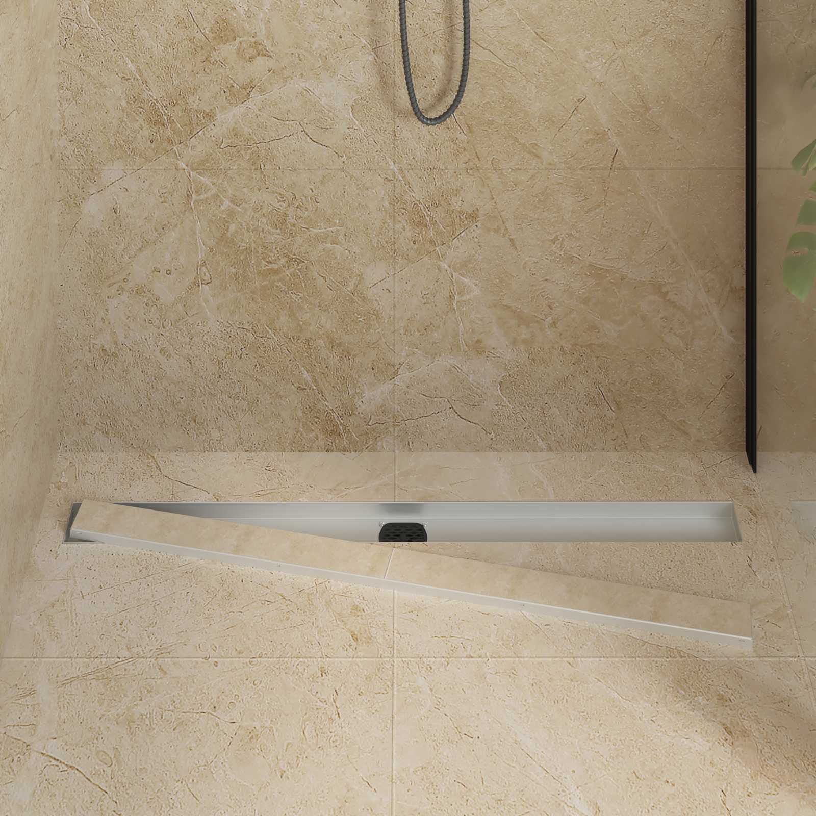 Scarico doccia 2-in-1 con sifone a 360° Argento 100 cm | homemem39
