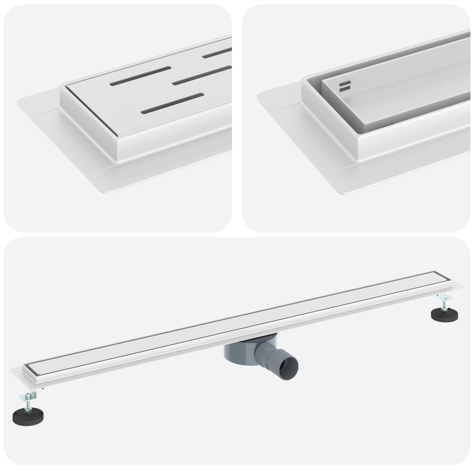 Scarico doccia 2-in-1 con sifone a 360° Argento 100 cm | homemem39
