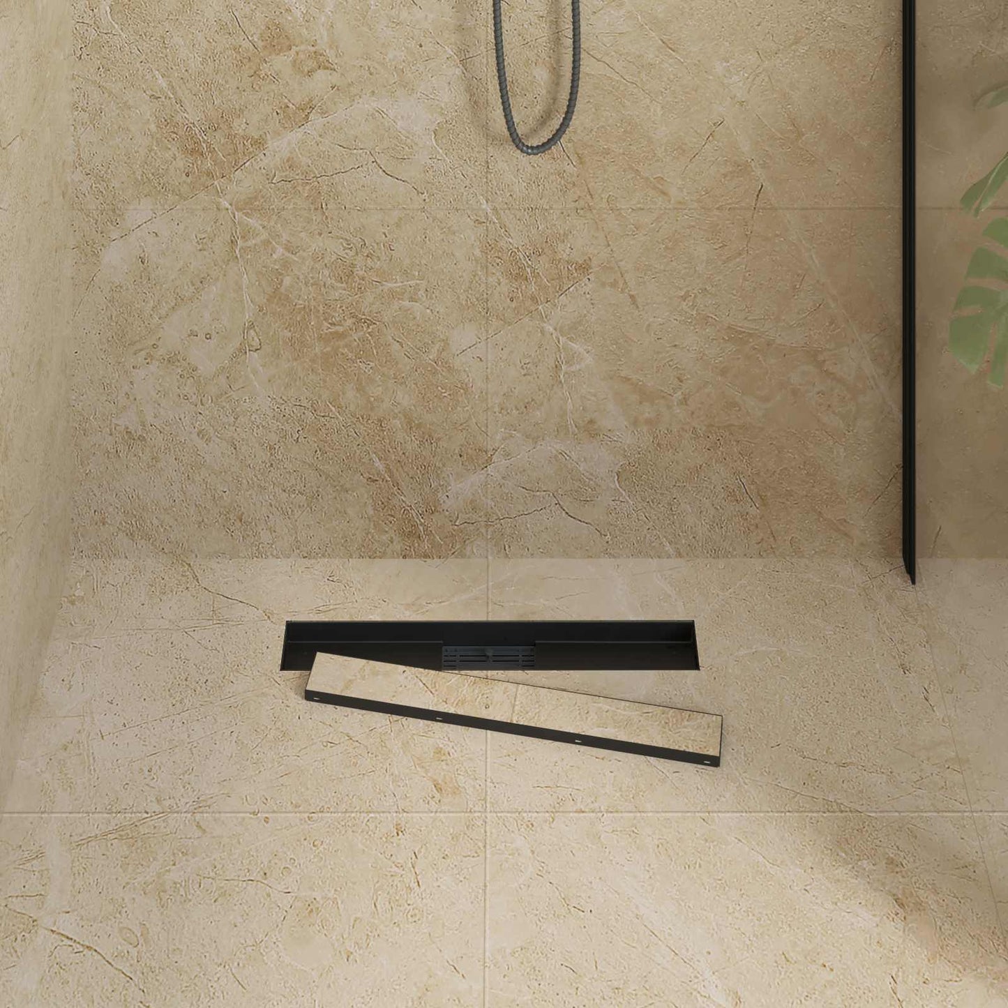 Drenaggio doccia 2 in 1 Nero 60 cm Acciaio Inox 304 | homemem39