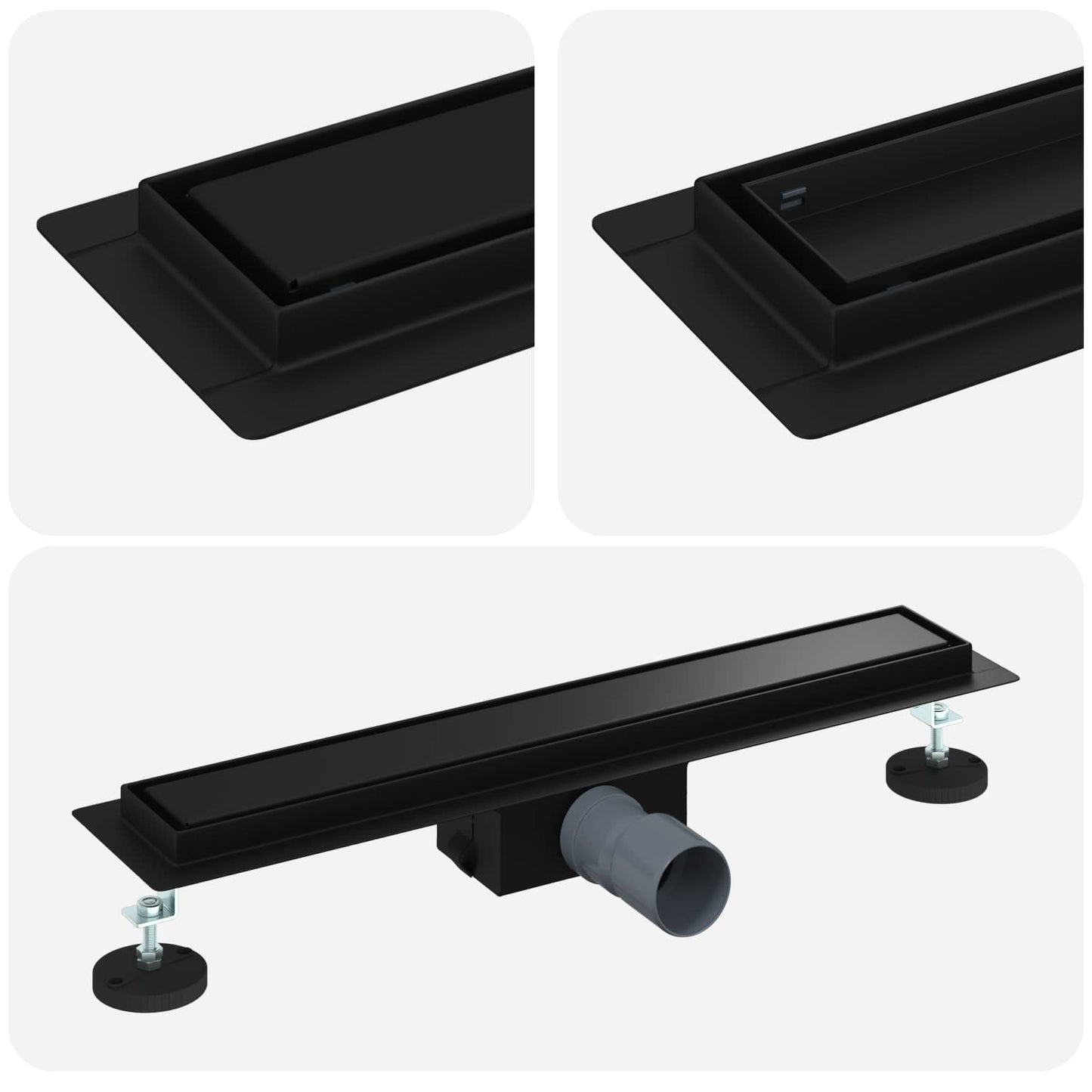 Drenaggio doccia 2 in 1 Nero 60 cm Acciaio Inox 304 | homemem39