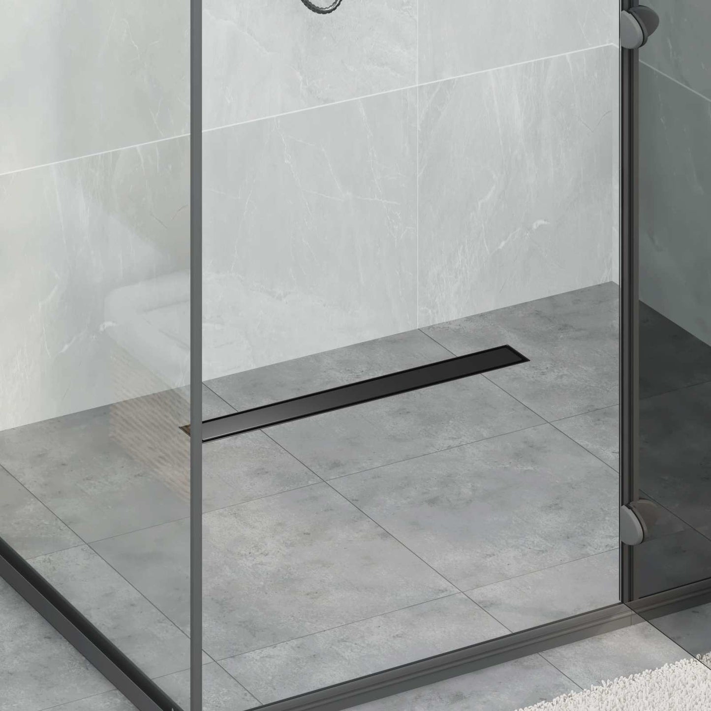 Scarico doccia 2-in-1 con sifone a 360° Nero 60 cm