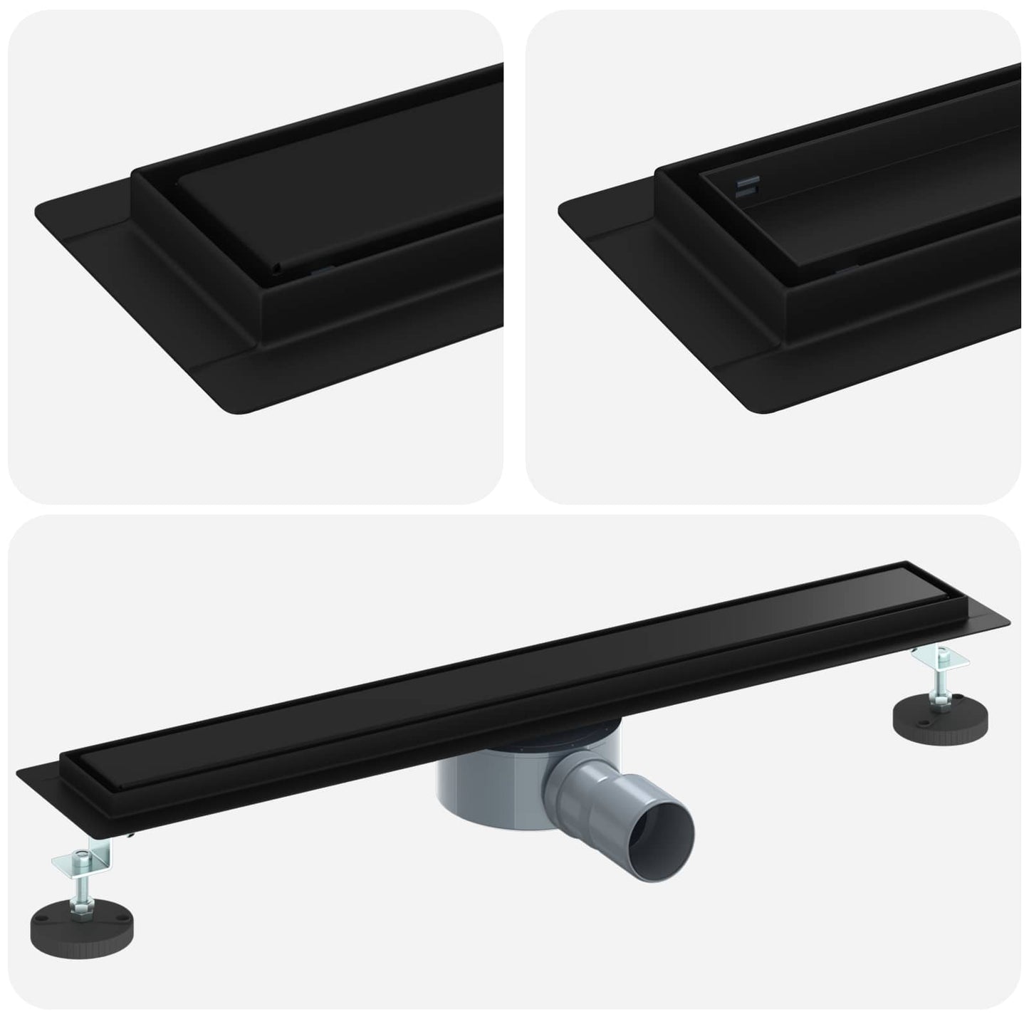 Scarico doccia 2-in-1 con sifone a 360° Nero 60 cm | homemem39