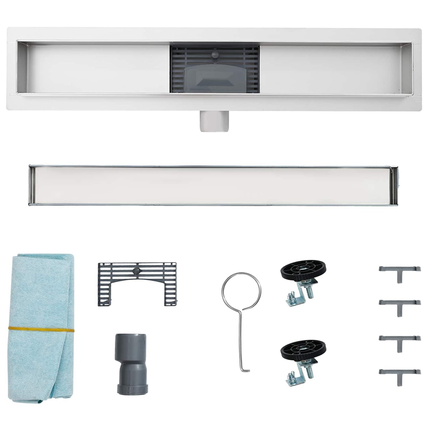 Drenaggio doccia con copertura in vetro Nero 80 cm | homemem39