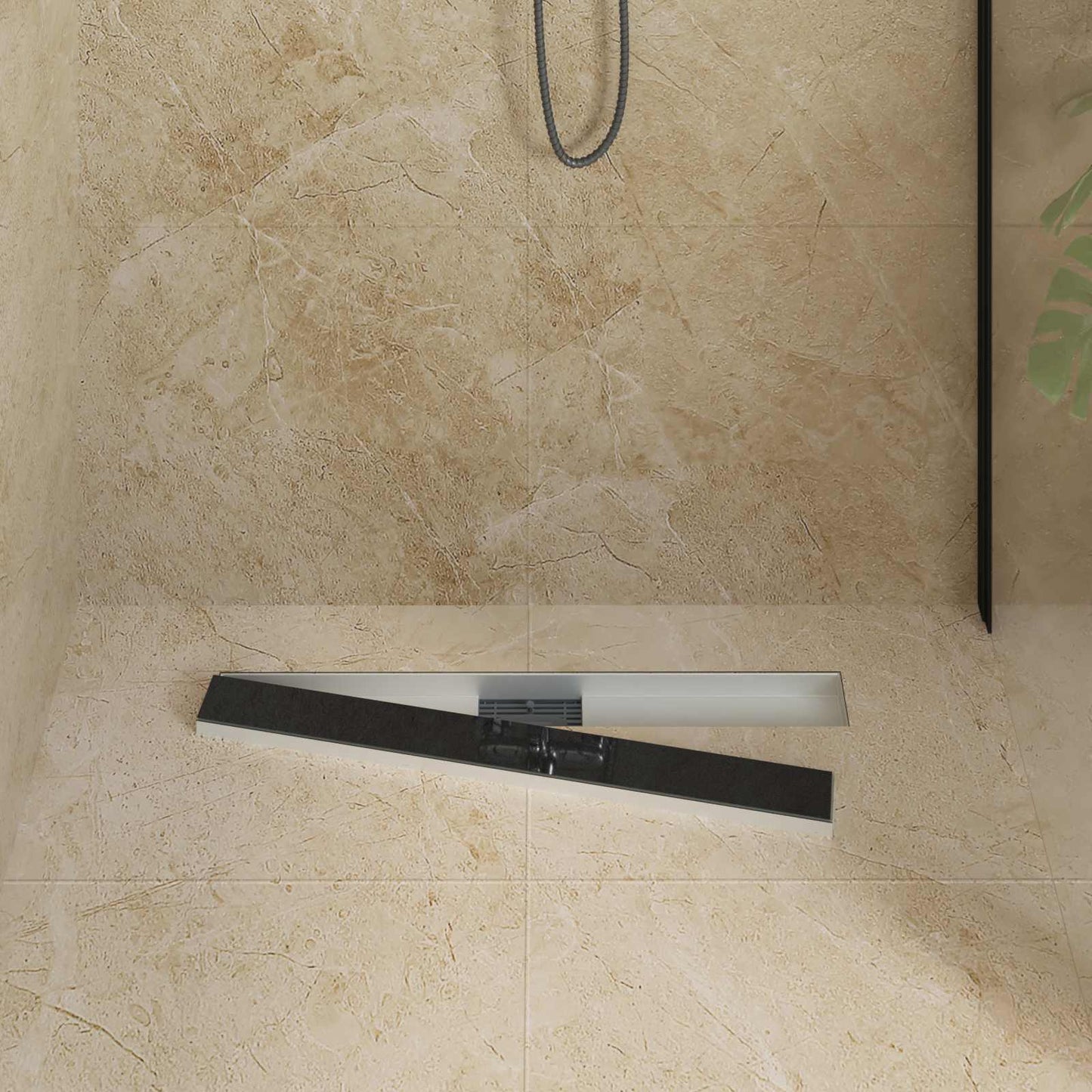 Drenaggio doccia con copertura in vetro Nero 80 cm | homemem39