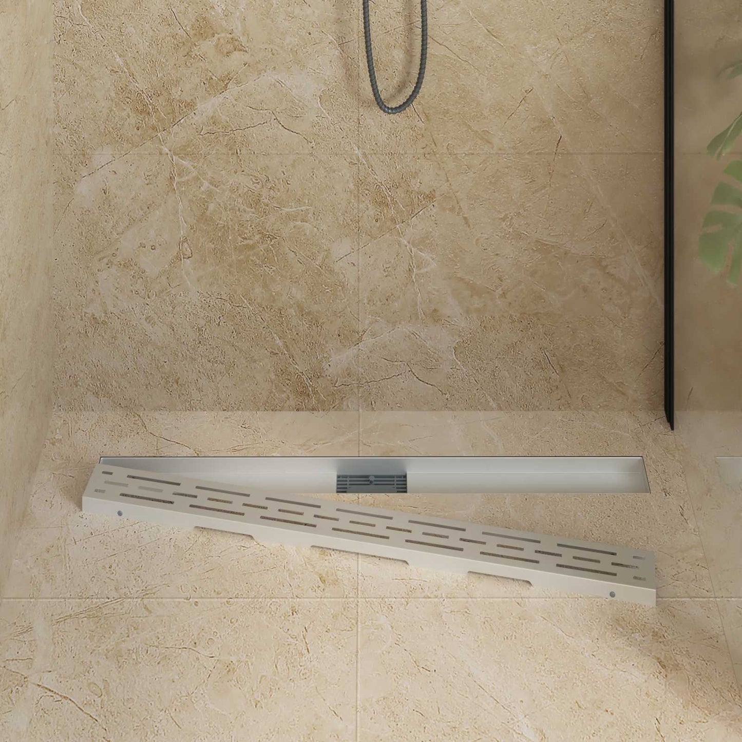 Drenaggio doccia con design a striscia Argento 90 cm | homemem39