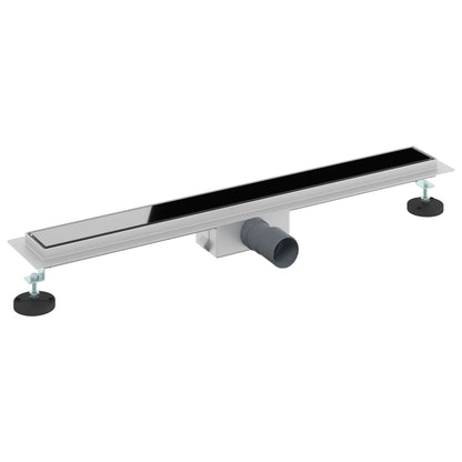 Drenaggio doccia con copertura in vetro Nero 70 cm