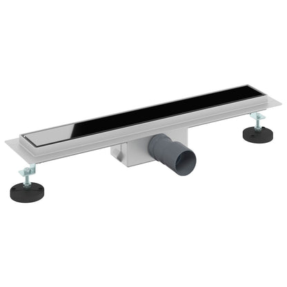 Drenaggio doccia con copertura in vetro Nero 50 cm