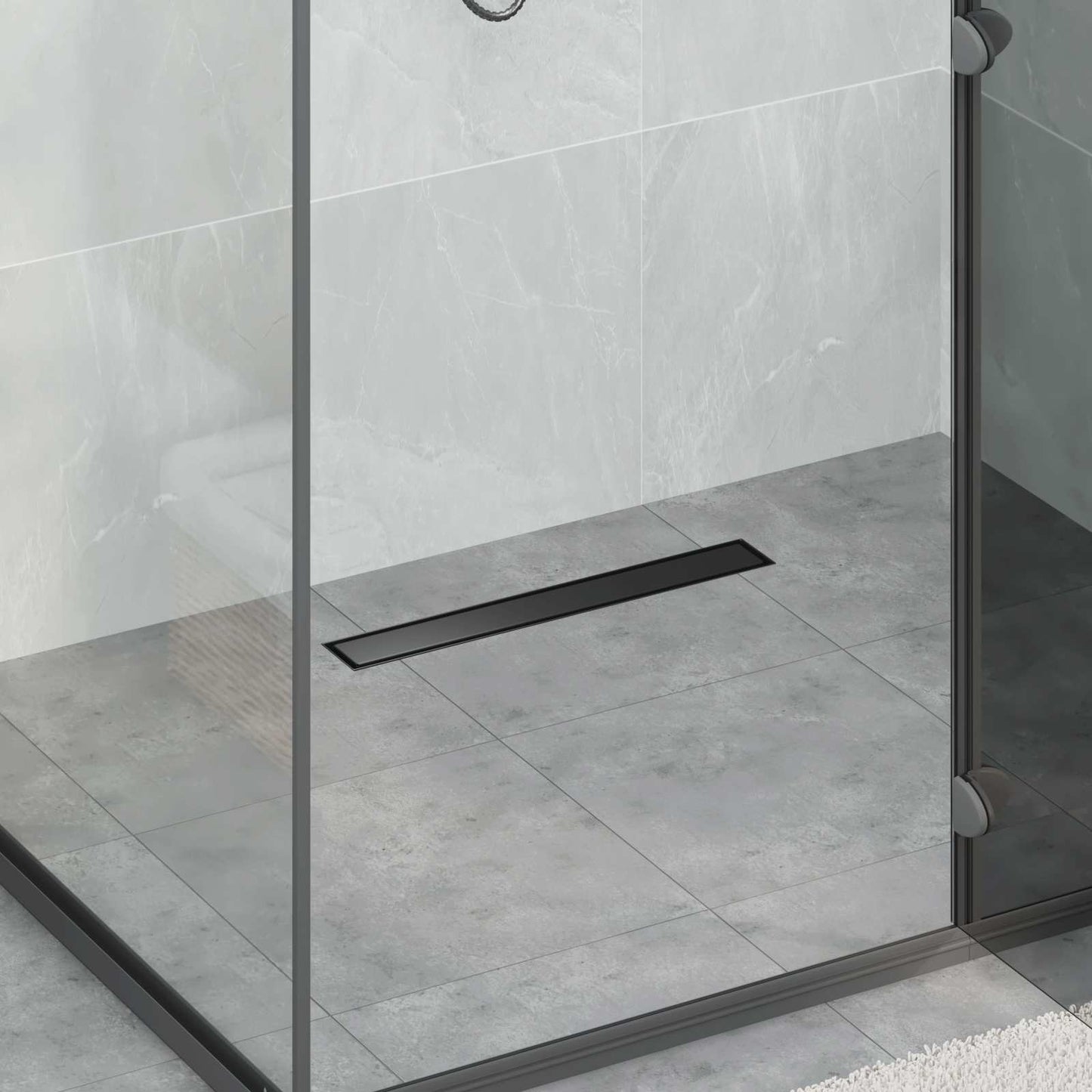 Scarico doccia 2-in-1 con sifone a 360° Nero 50 cm