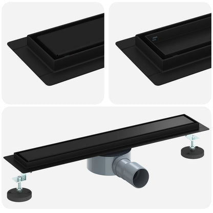 Scarico doccia 2-in-1 con sifone a 360° Nero 50 cm