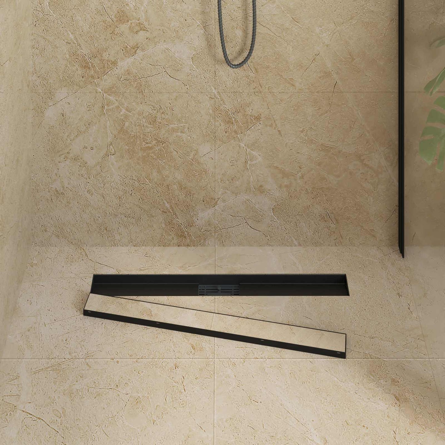 Drenaggio doccia 2 in 1 Nero 70 cm Acciaio Inox 304