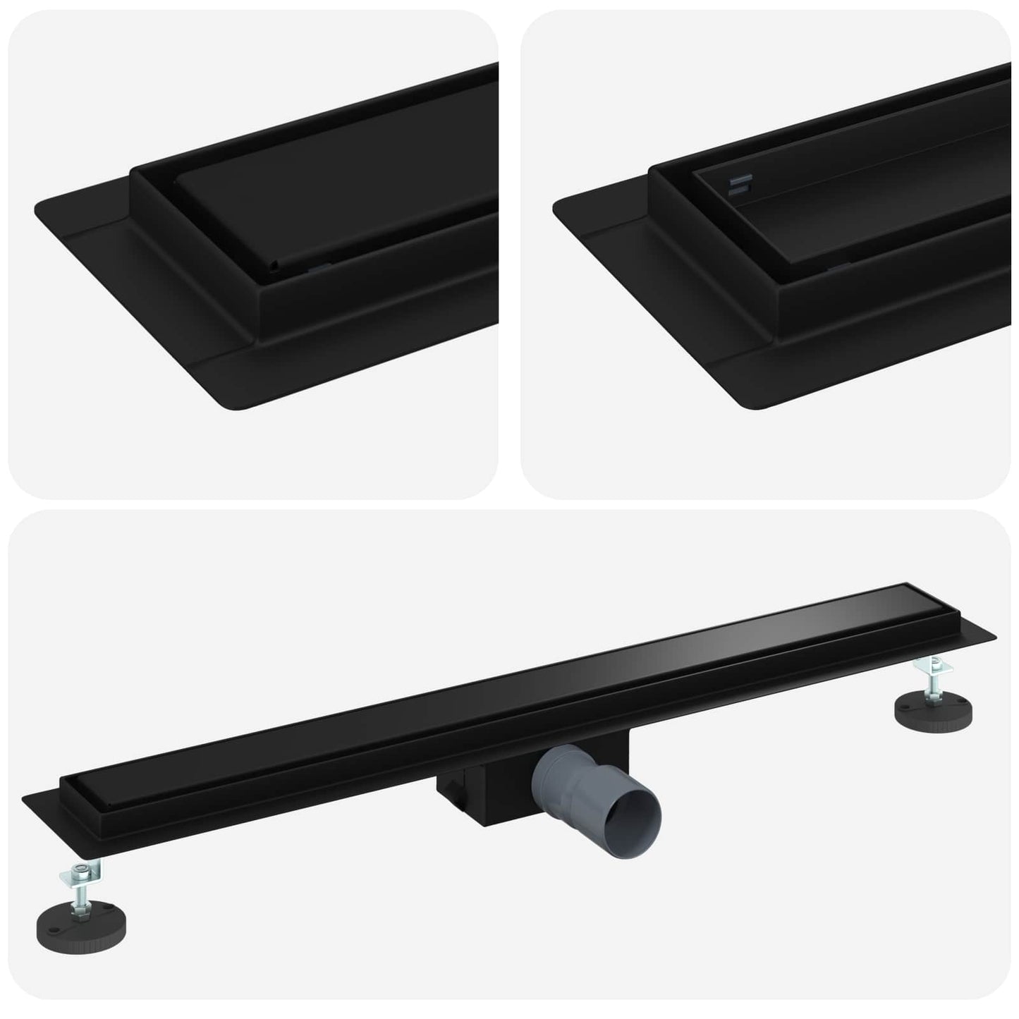 Drenaggio doccia 2 in 1 Nero 70 cm Acciaio Inox 304 | homemem39