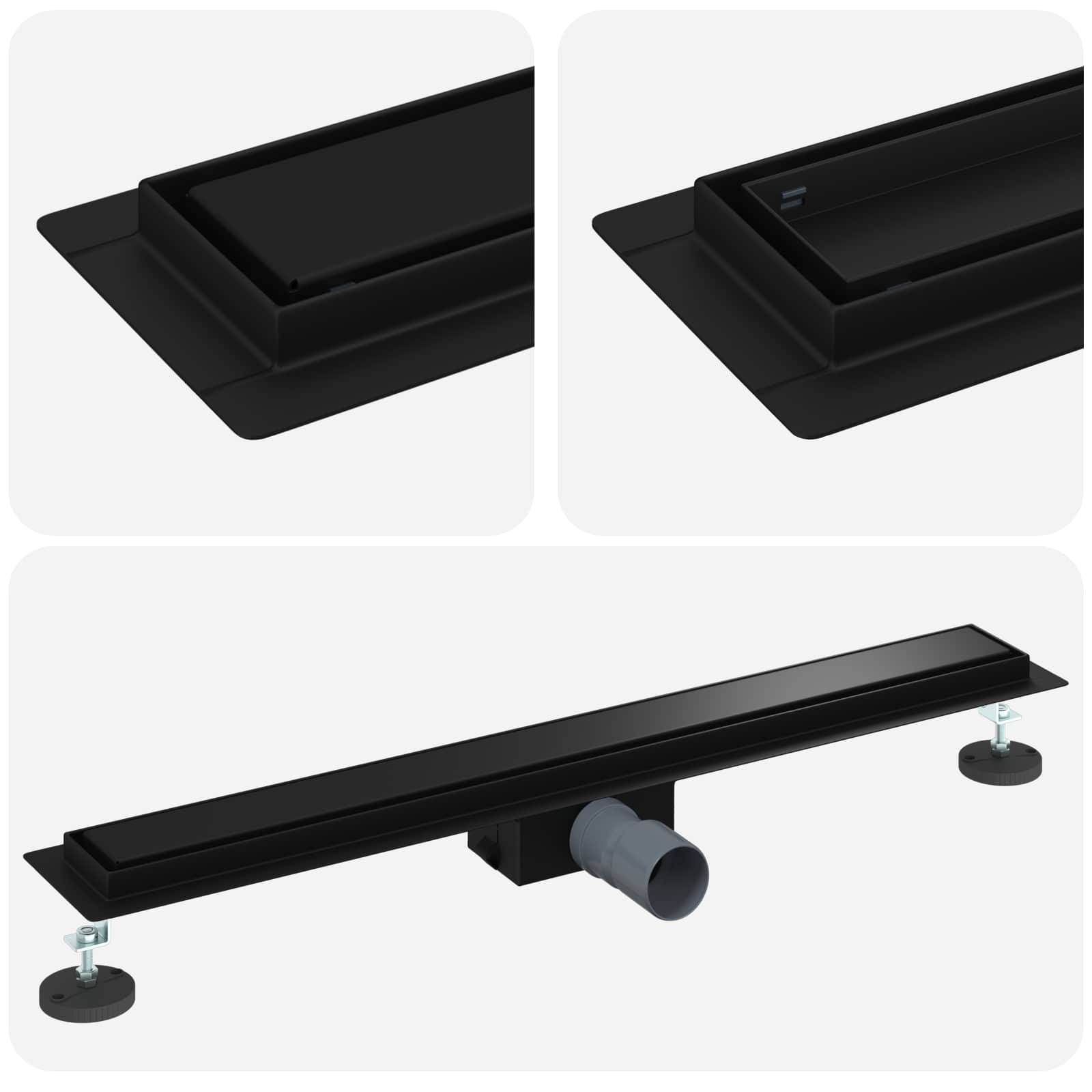 Drenaggio doccia 2 in 1 Nero 70 cm Acciaio Inox 304 | homemem39
