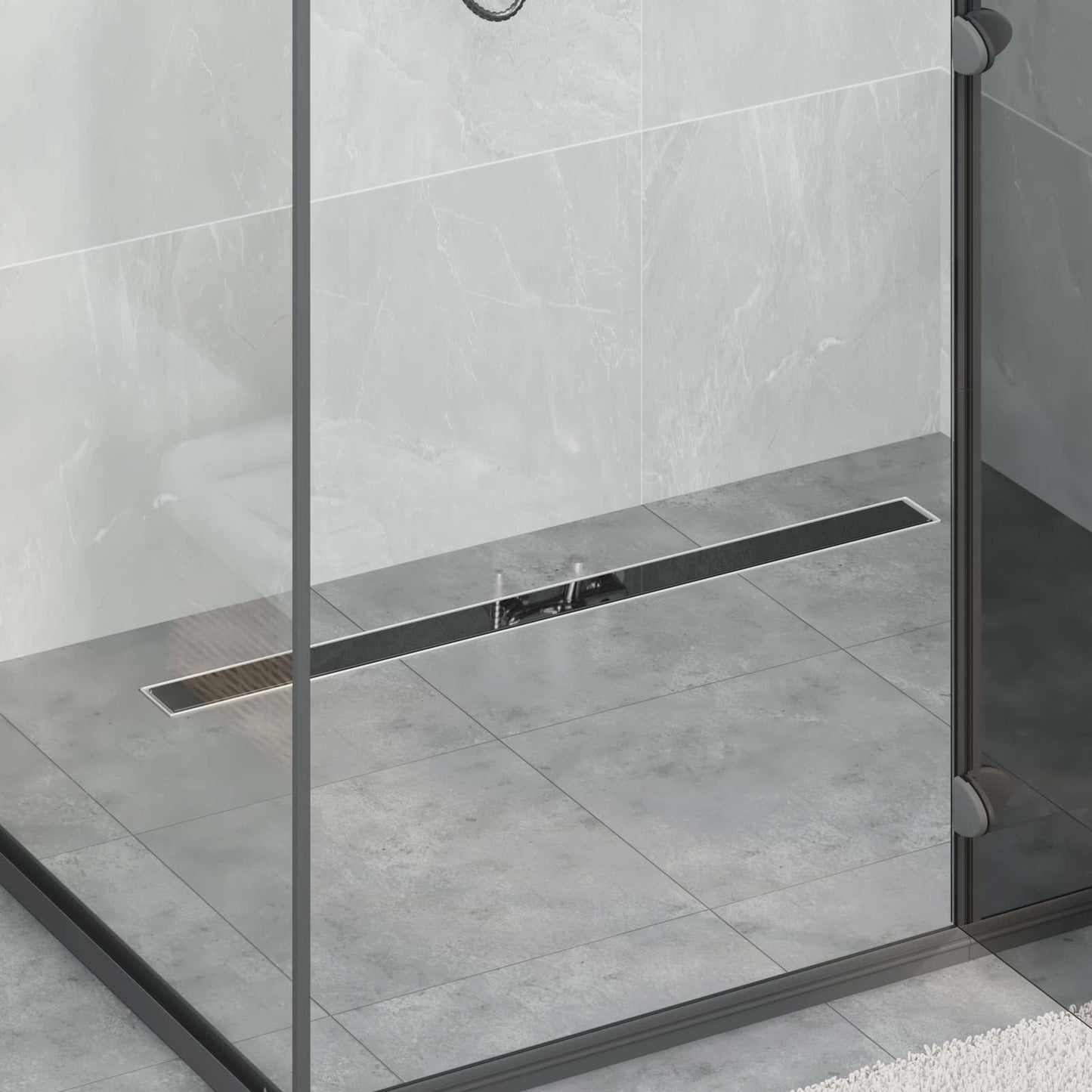 Drenaggio doccia con copertura in vetro Nero 90 cm