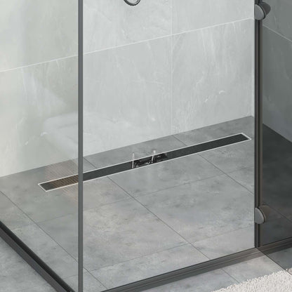 Drenaggio doccia con copertura in vetro Nero 90 cm
