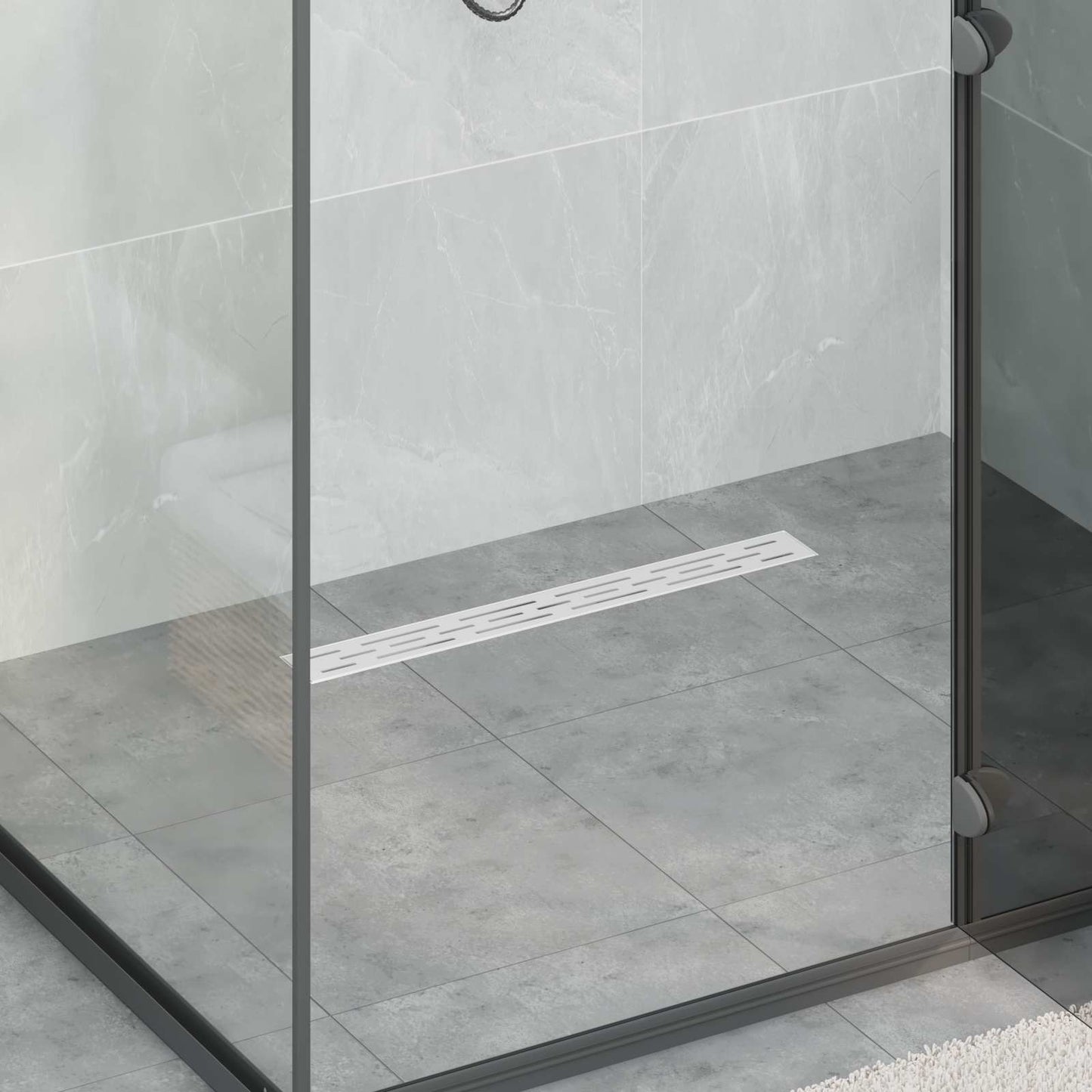 Scarico doccia con copertura in vetro e sifone a 360° 60 cm | homemem39
