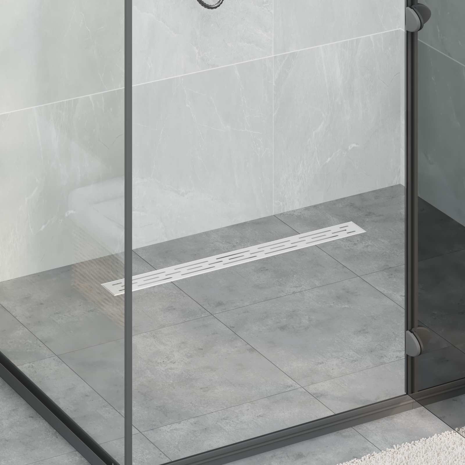 Scarico doccia con copertura in vetro e sifone a 360° 70 cm | homemem39