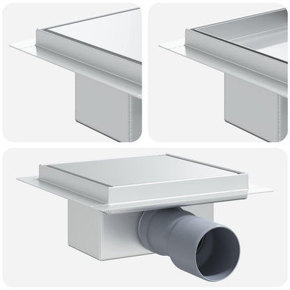 Drenaggio doccia 2 in 1 Argento 15 x 15 cm Acciaio Inox 304 | homemem39