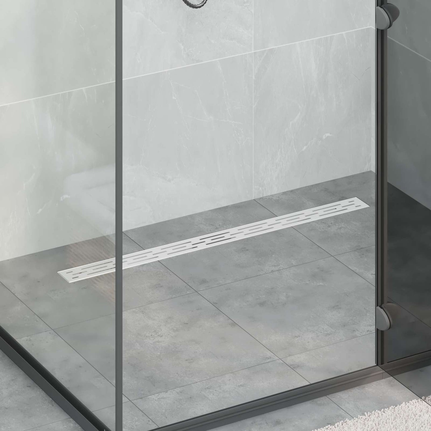 Drenaggio doccia con design a striscia Argento 100 cm