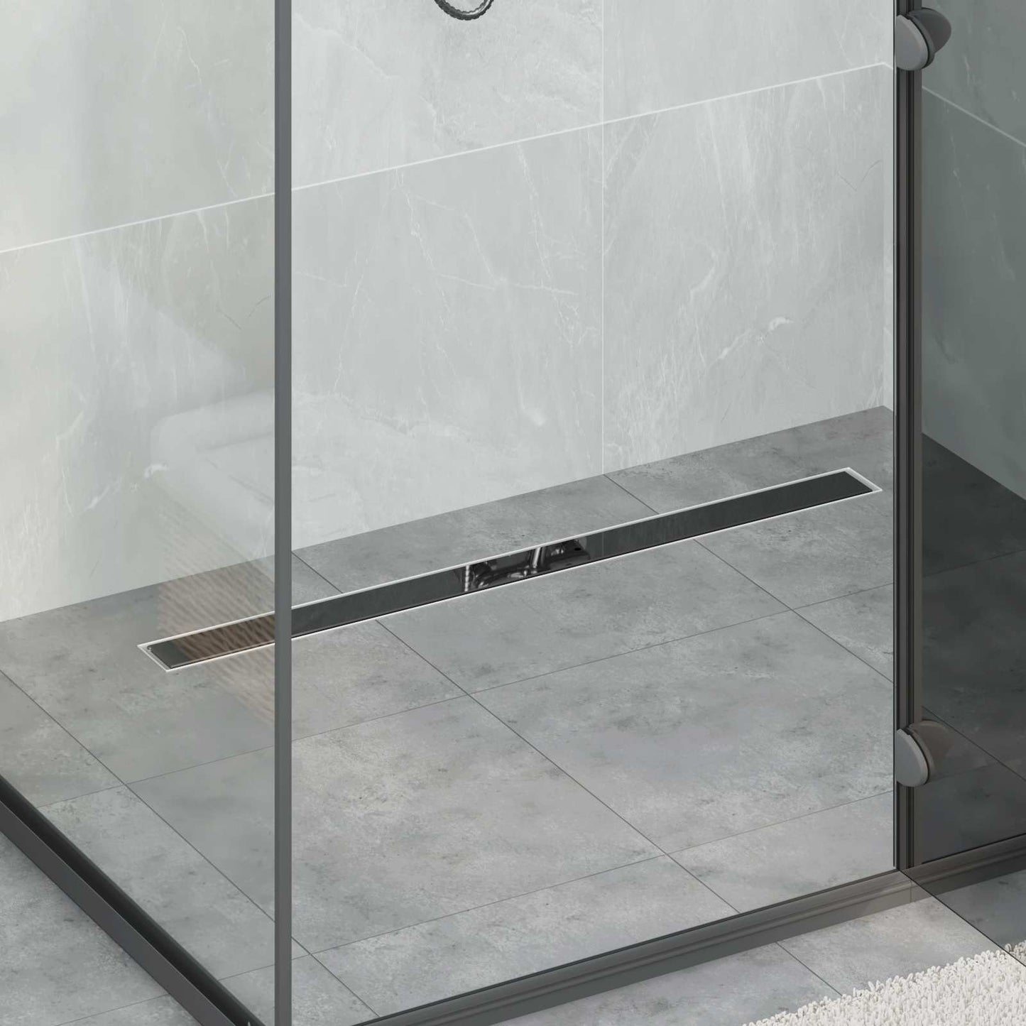 Scarico doccia con copertura in vetro e sifone a 360° 90 cm | homemem39