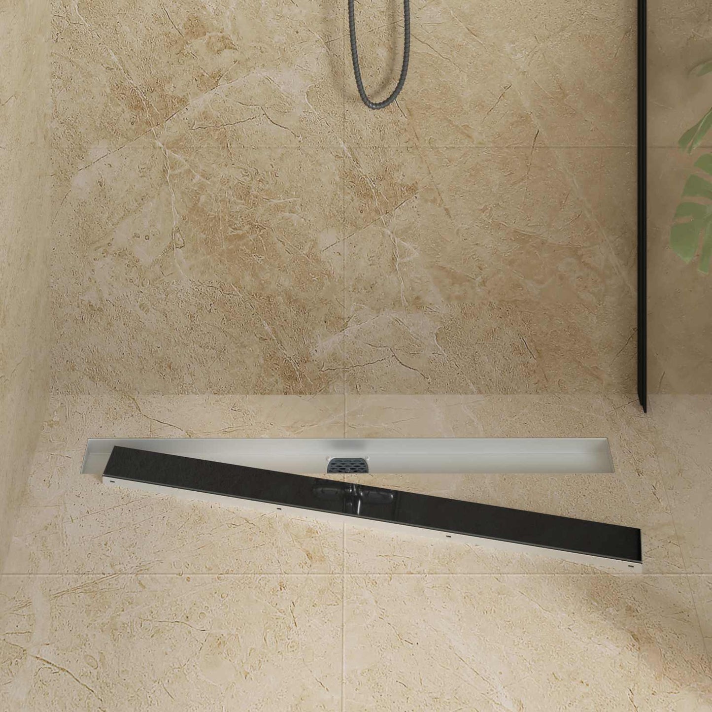 Scarico doccia con copertura in vetro e sifone a 360° 90 cm | homemem39