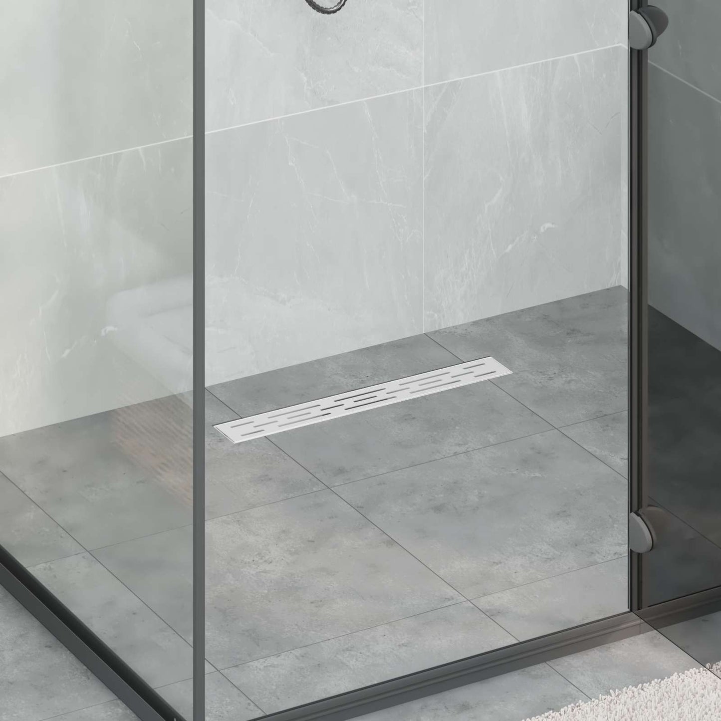 Drenaggio doccia con design a striscia Argento 60 cm | homemem39