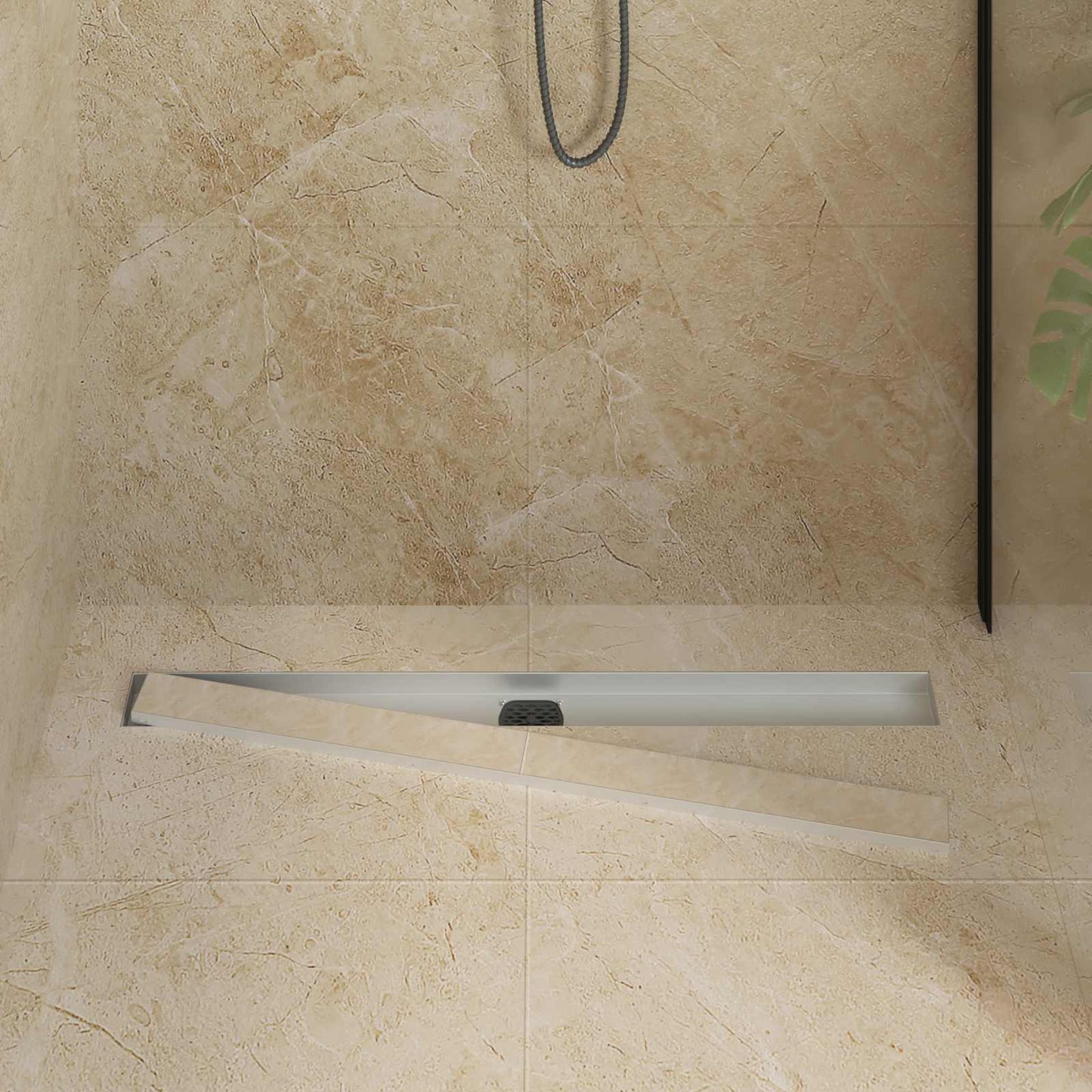 Scarico doccia 2-in-1 con sifone a 360° Argento 90 cm | homemem39
