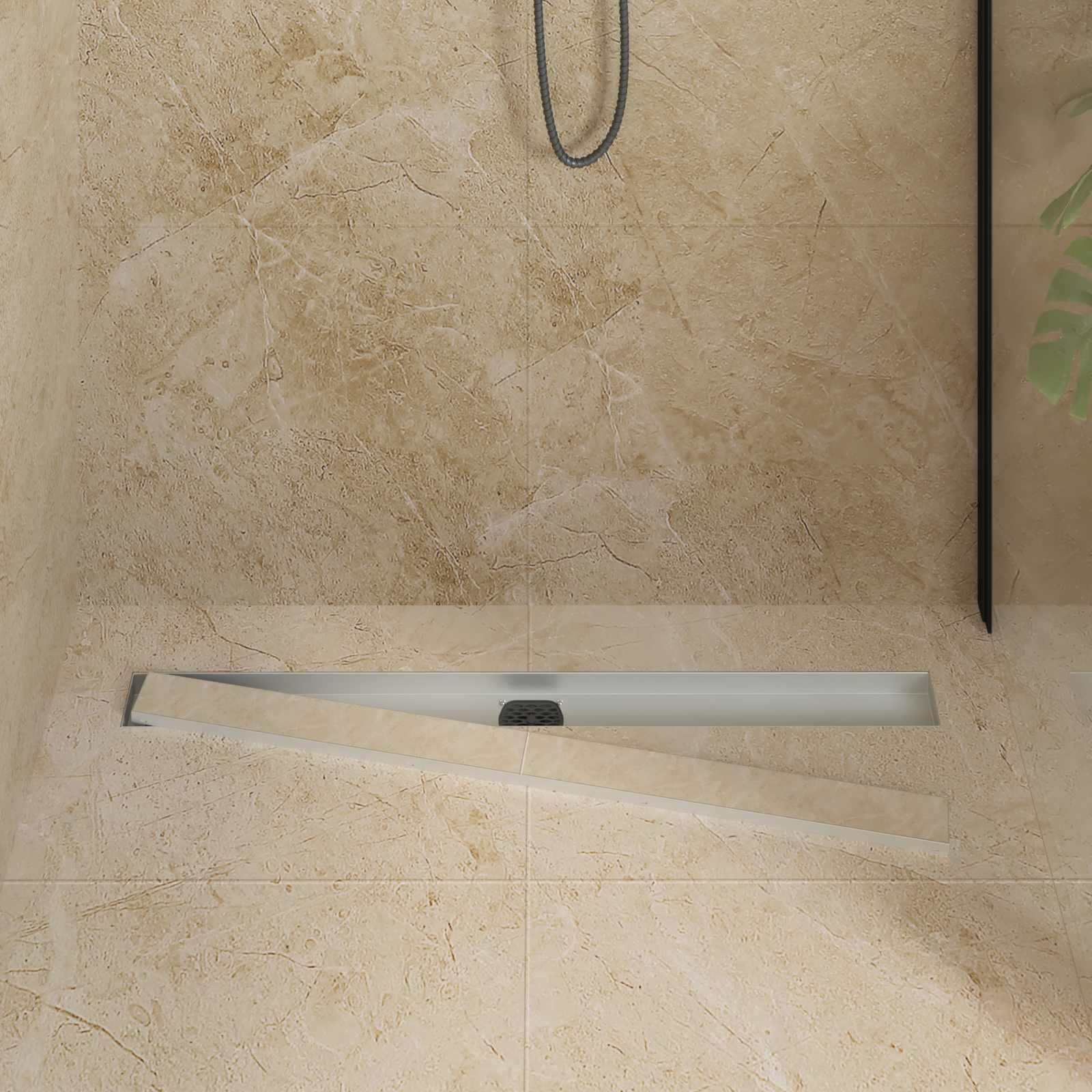 Scarico doccia 2-in-1 con sifone a 360° Argento 90 cm | homemem39