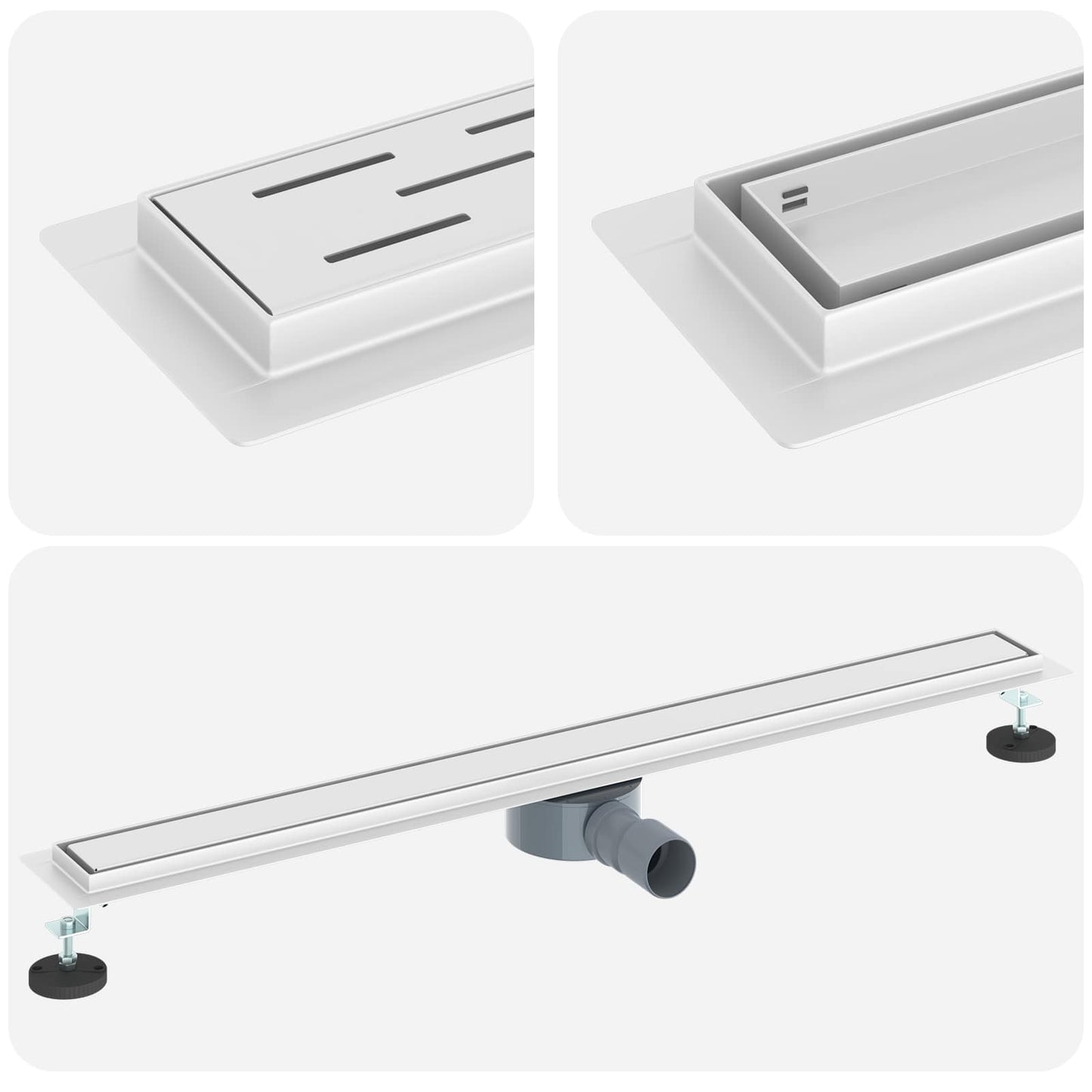 Scarico doccia 2-in-1 con sifone a 360° Argento 90 cm | homemem39