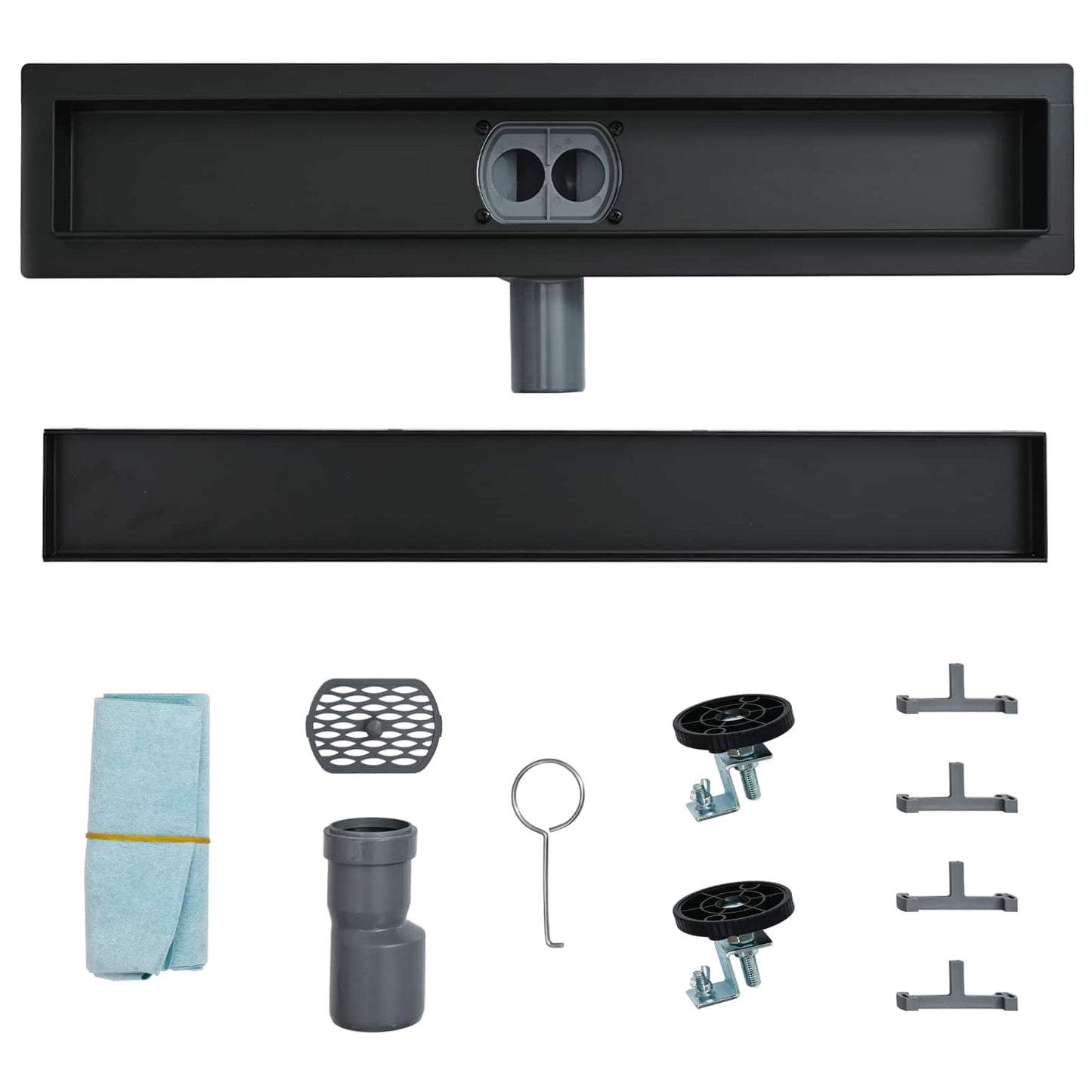 Scarico doccia 2-in-1 con sifone a 360° Nero 70 cm | homemem39